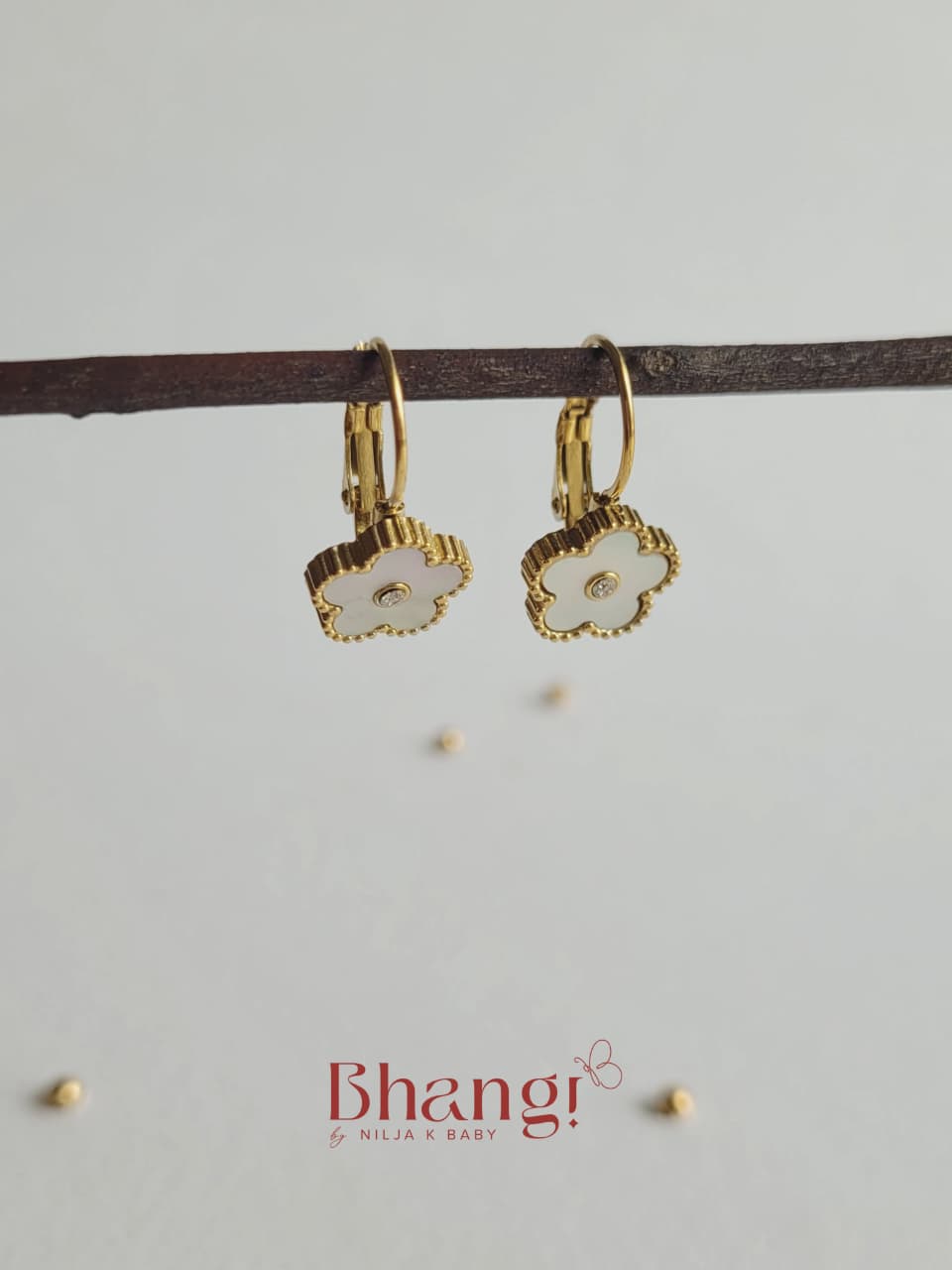 Clover Charm Gold-Tone Drop Earrings