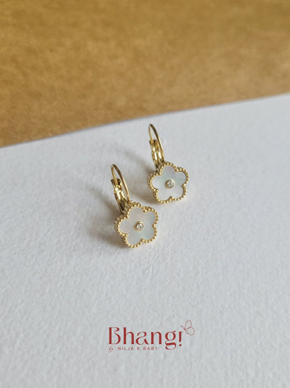 Clover Charm Gold-Tone Drop Earrings