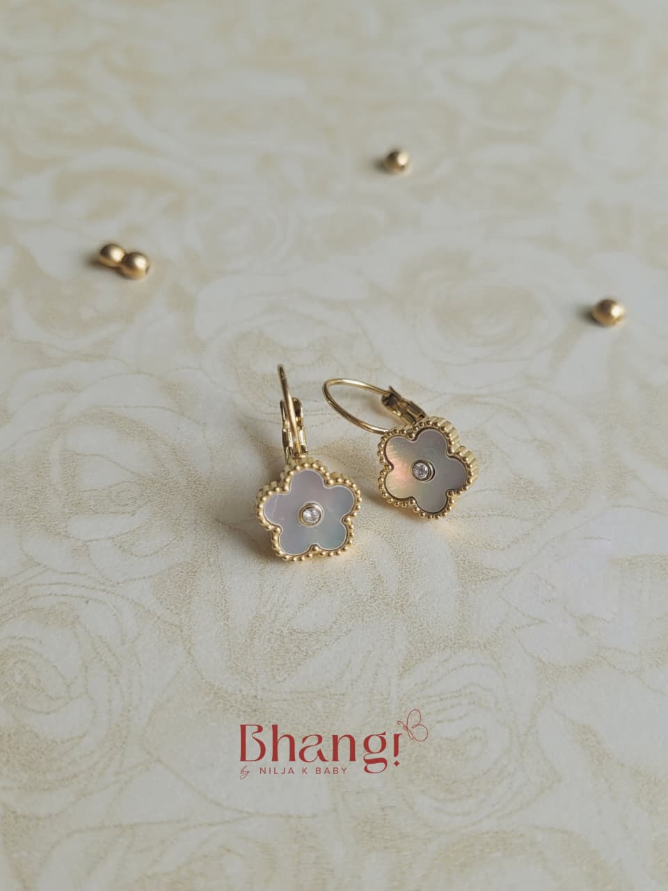 Clover Charm Gold-Tone Drop Earrings