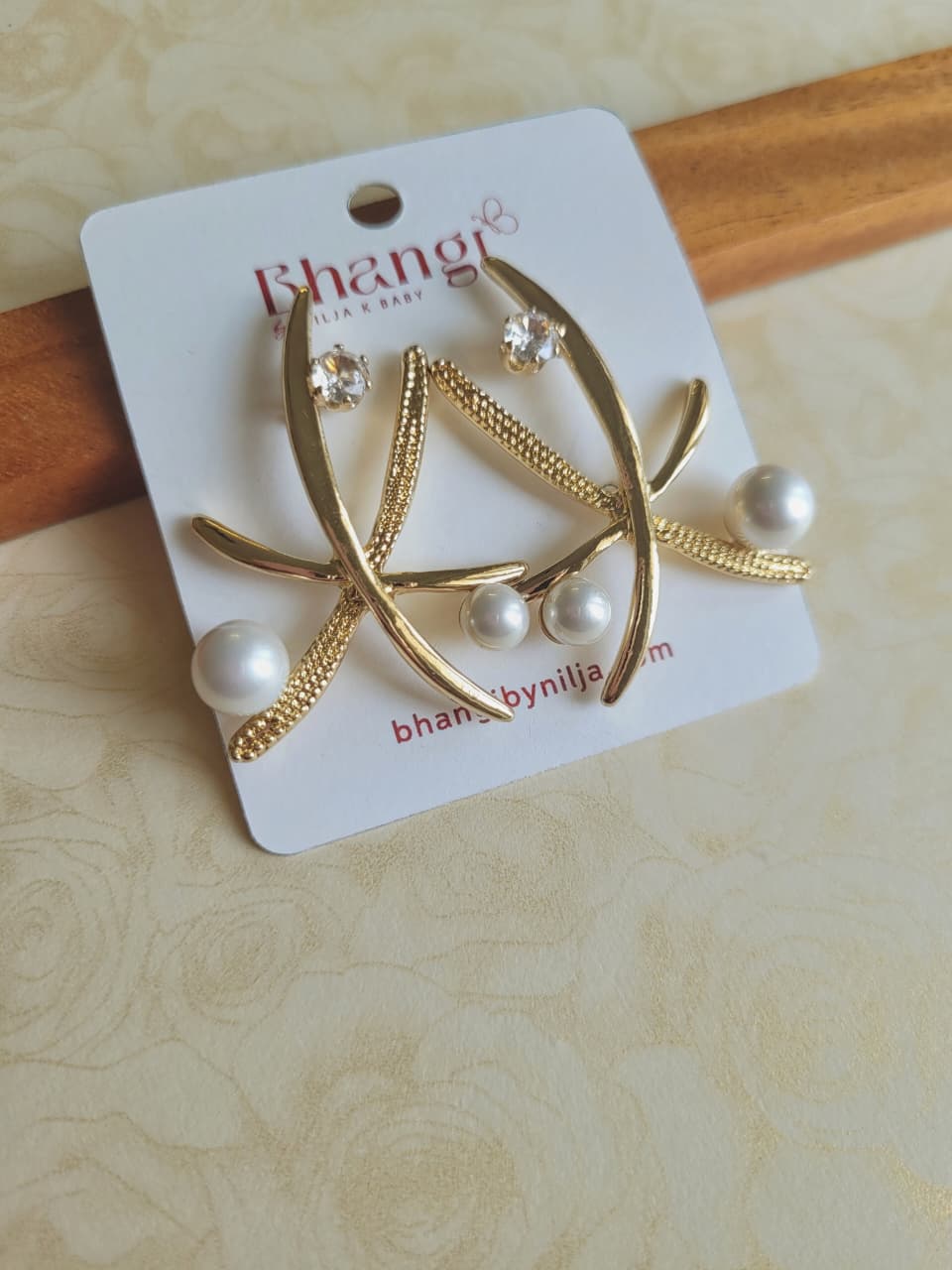 Pearl Cross Statement Earrings