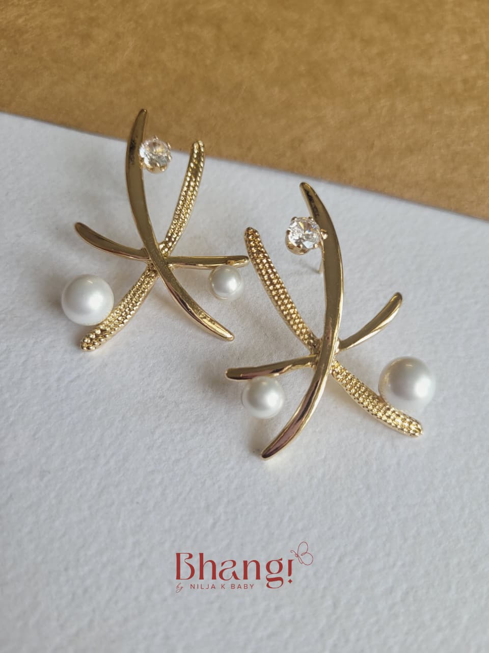 Pearl Cross Statement Earrings