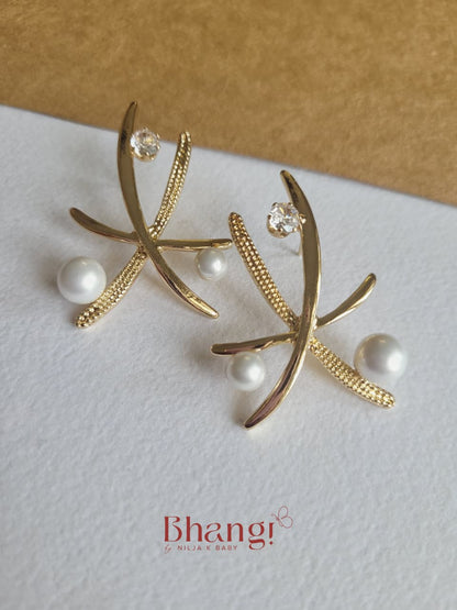 Pearl Cross Statement Earrings
