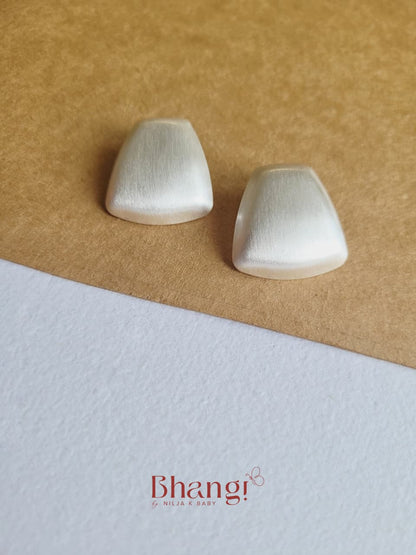 Ivory Sculpted Minimalist Stud Earrings