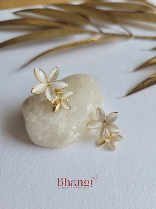 Ivory Bloom Floral Statement Earrings