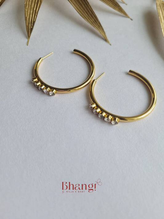 Crystal Gleam Gold Hoop Earrings
