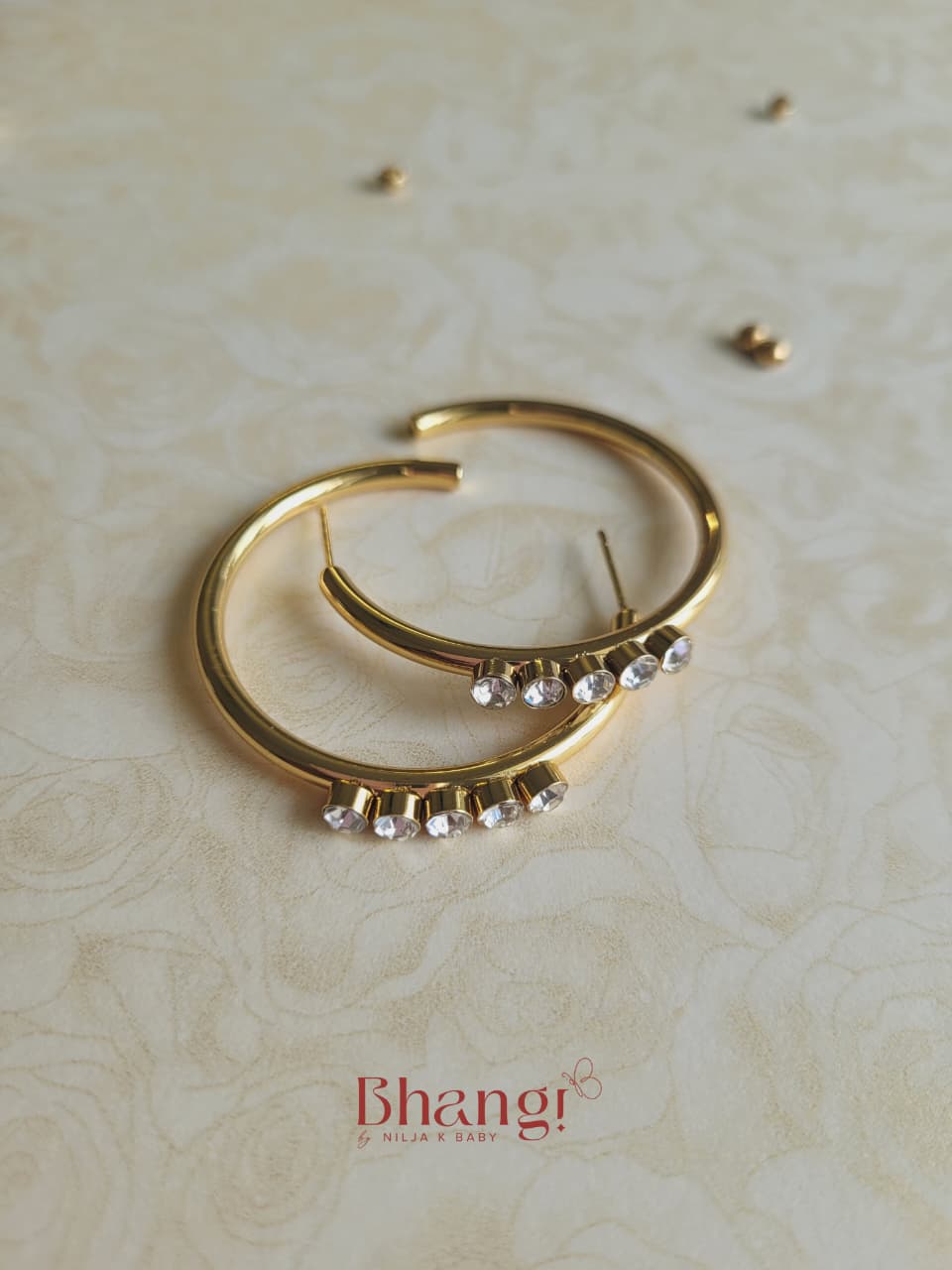 Crystal Gleam Gold Hoop Earrings