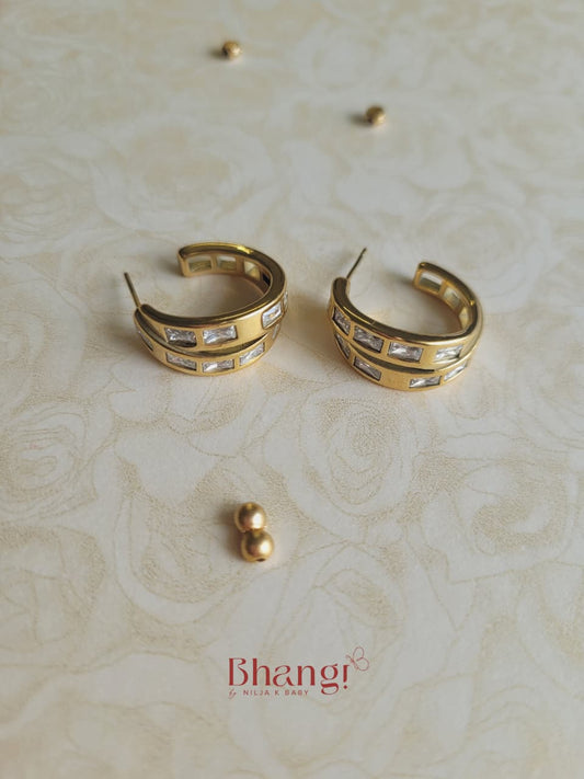 Luxe Baguette Crystal Hoop Earrings