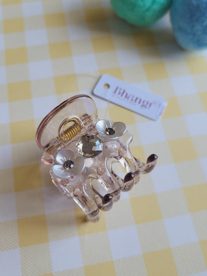 Floral Crystal Hair Claw Clip