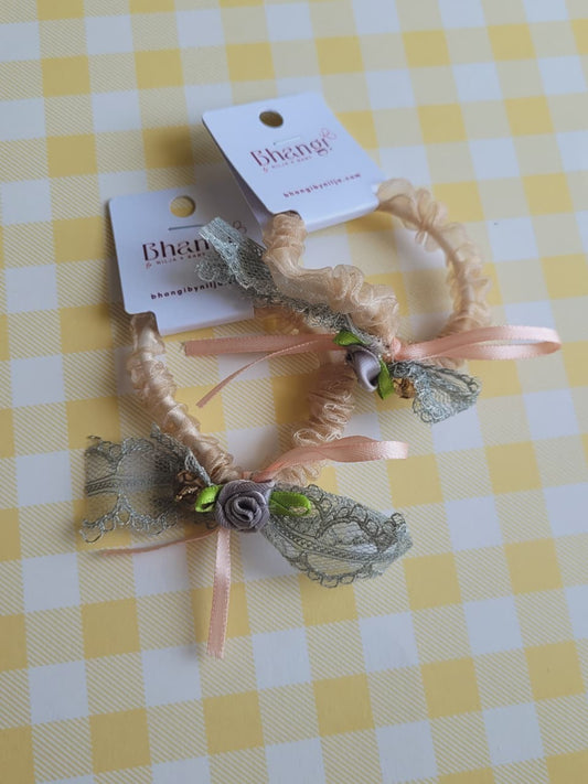 Floral Lace Scrunchie Hair Tie - Set of 2
