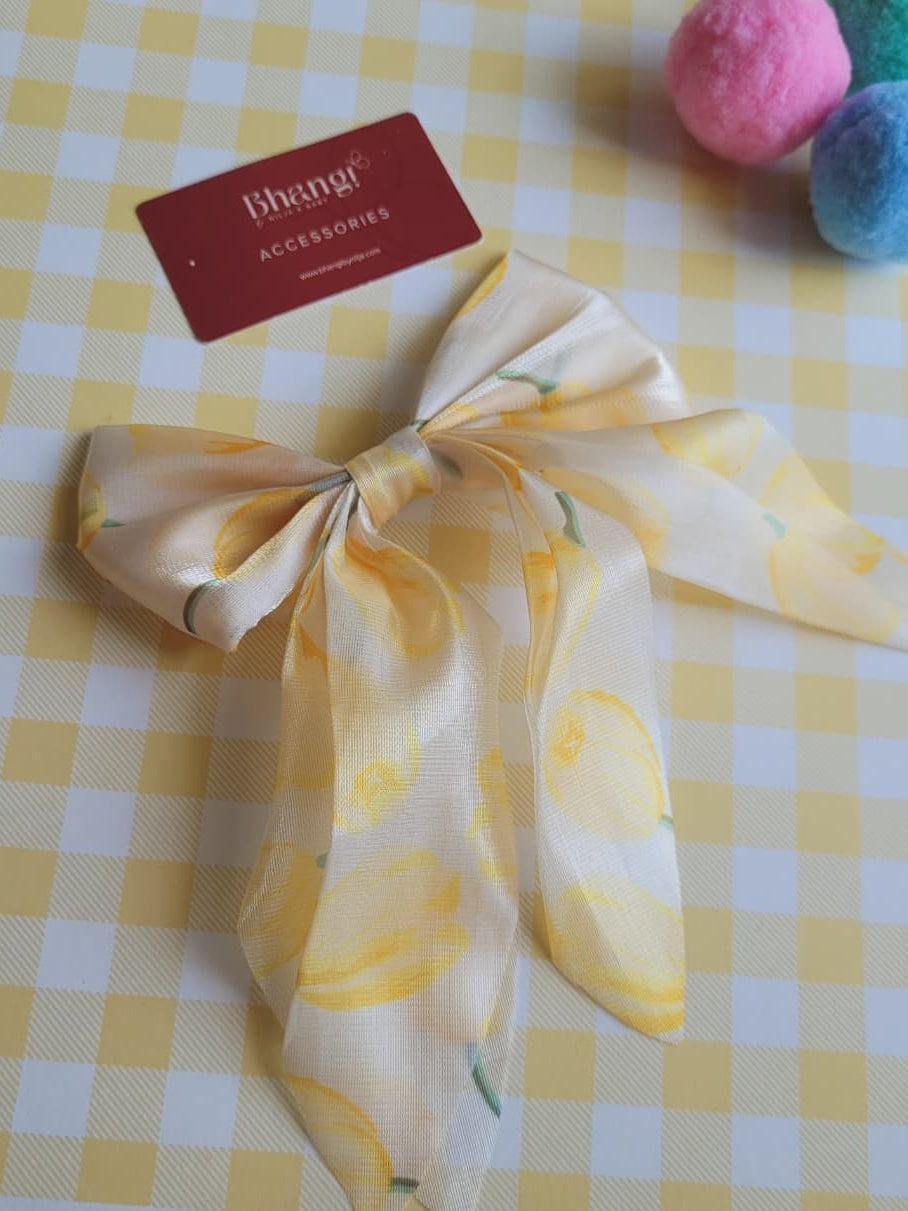 Satin Floral Bow Hair Clip