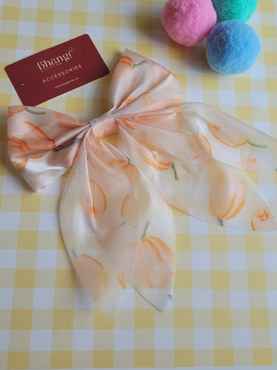 Satin Floral Bow Hair Clip
