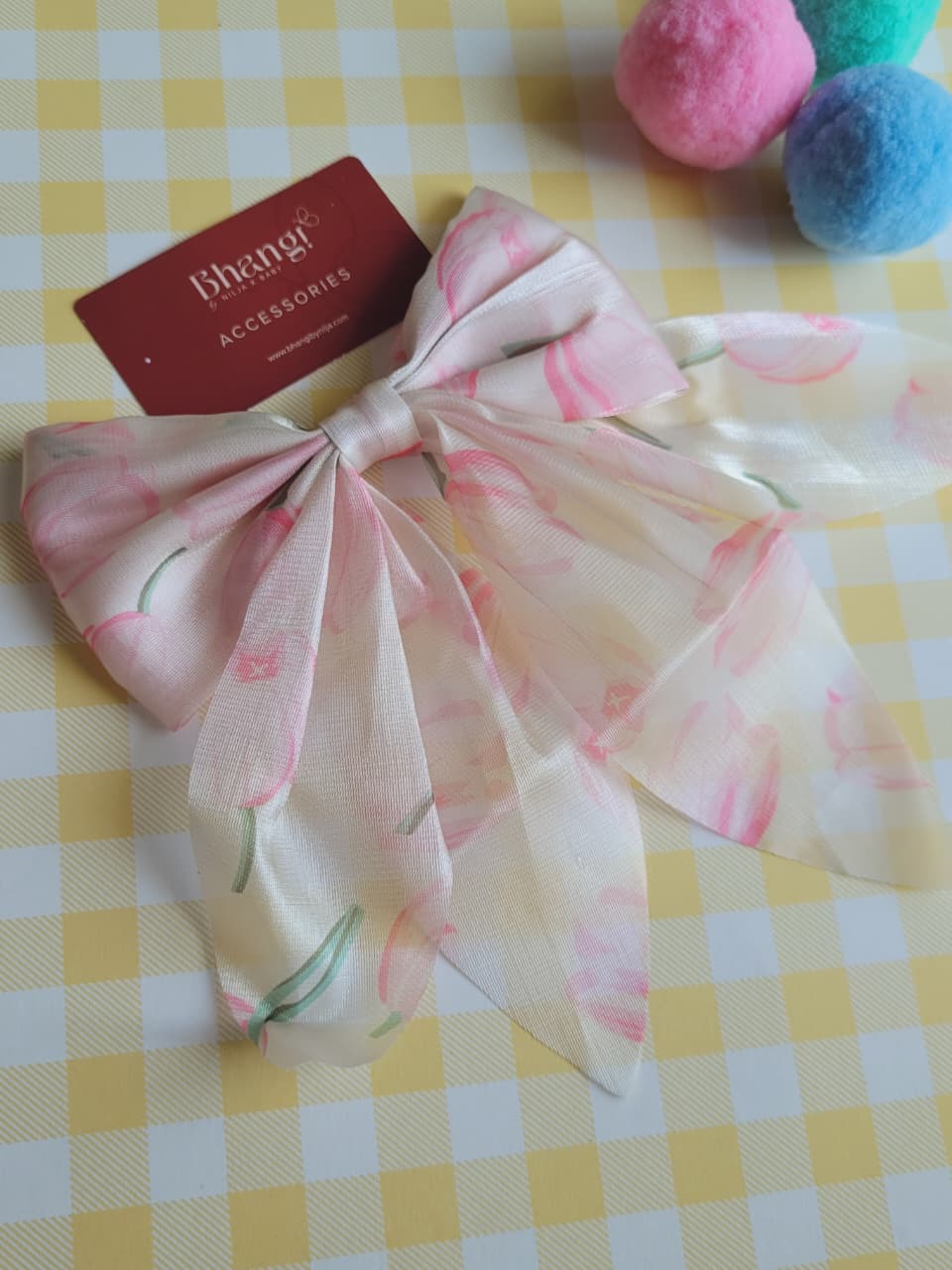Satin Floral Bow Hair Clip