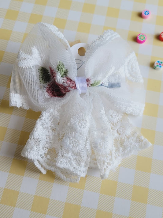 Floral Lace Bow Hair Clip