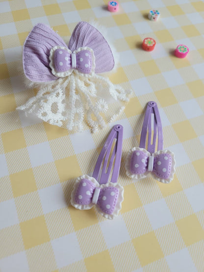 Floral Basket Bow Hair Clip Set
