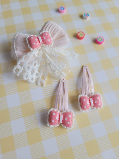 Floral Basket Bow Hair Clip Set