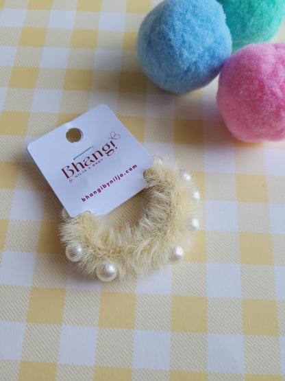 Pearl Fuzzy Hair Tie