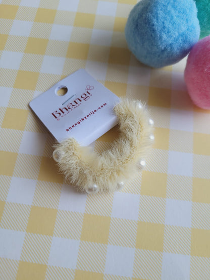 Pearl Fuzzy Hair Tie