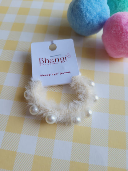 Pearl Fuzzy Hair Tie