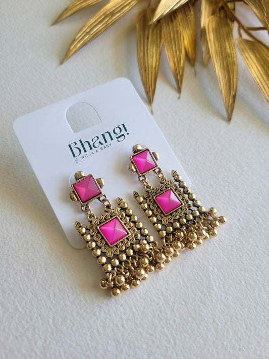 Bhangi Signature Heritage Earrings - Pink