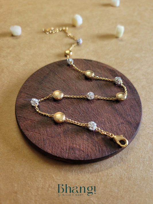 Oval & Crystal Single Anklet