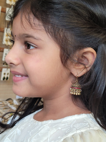 Mini Sundari Jhumka - Ruby Red