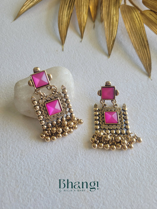 Bhangi Signature Heritage Earrings - Pink